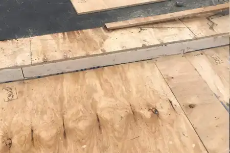 warm desk roofing stage - 3 new top deck timber